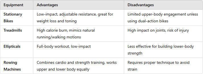 Comparing Stationary Bikes to Other Cardio Equipment